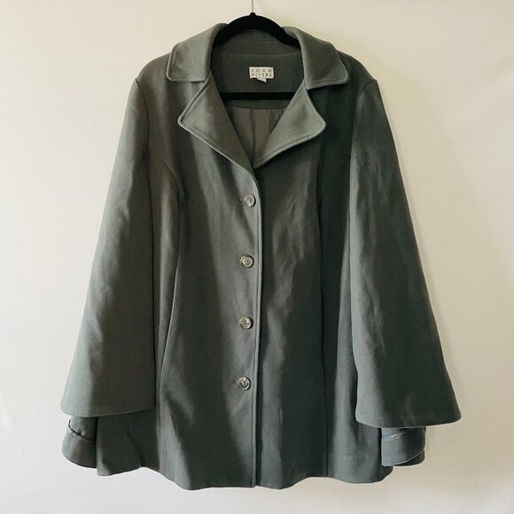 Joan Rivers Womens Blue Gray Tweed Button Front Cape Coat Size 1X - Picture 1 of 8